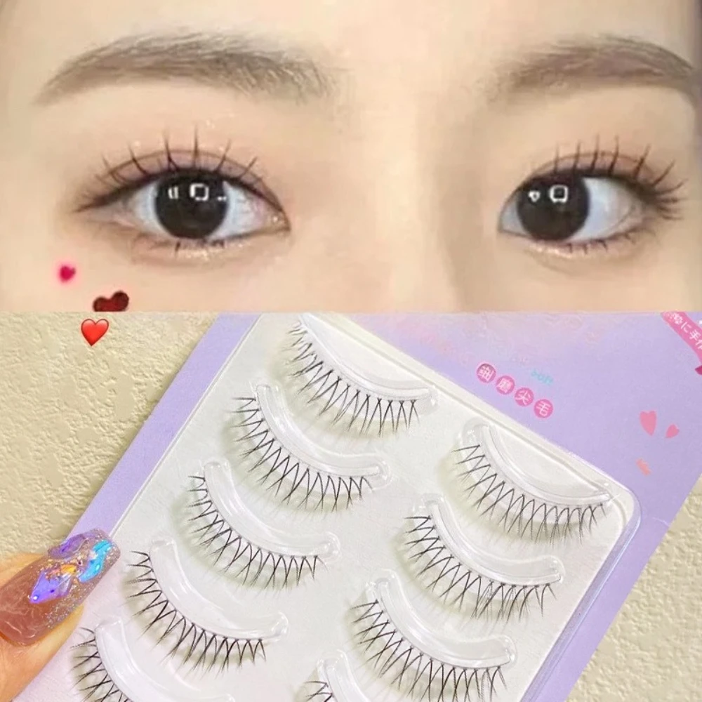 

5 Pairs Girl Group False Eyelashes V-shaped Natural Manga Fairy Fake Eyelash Full Strip Lashes Zhang Yuan Ying Style Eye Makeup