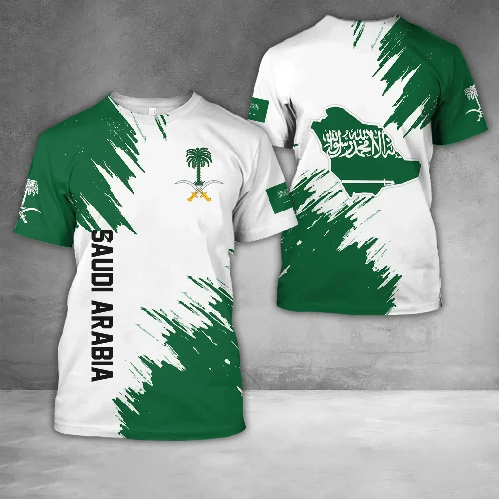 المملكة العربية السعودية العربية السعودية الشرق الأوسط نمط ثلاثية الأبعاد مطبوعة البوليستر تي شيرت الصيف جولة الرقبة الرجال الإناث رداء علوي غير رسمي