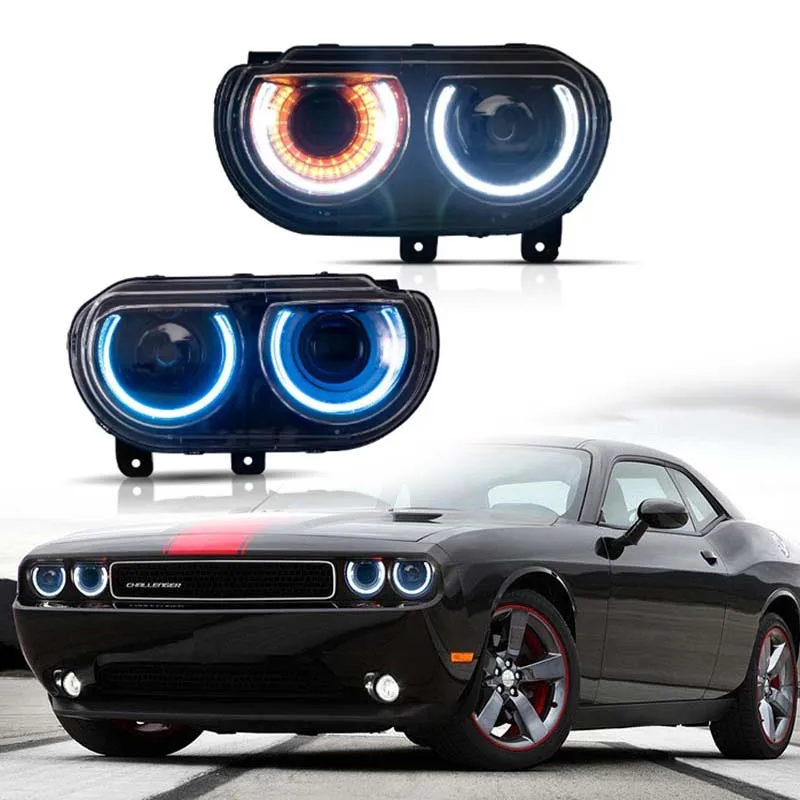 Manufacturer LED Headlights With Sequential Headlamp 2008-2014 SRT R/T Car Head Light For dodge challenger Front Lamp 