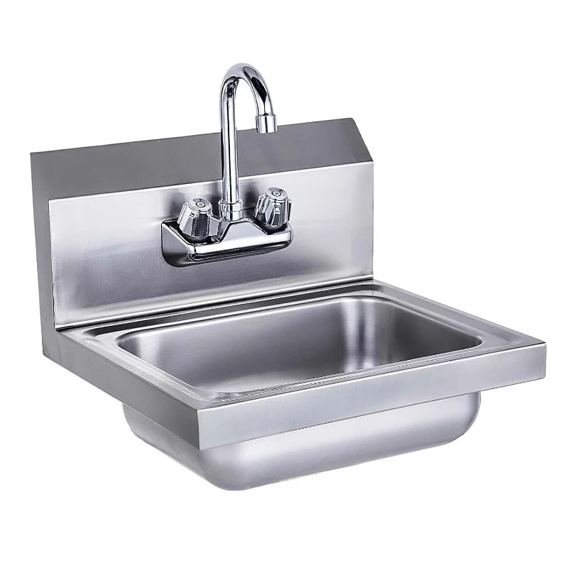 Stainless Steel Sink for Washing with Faucet, NSF Commercial Wall Mount Hand Basin for Restaurant, Kitchen and Home