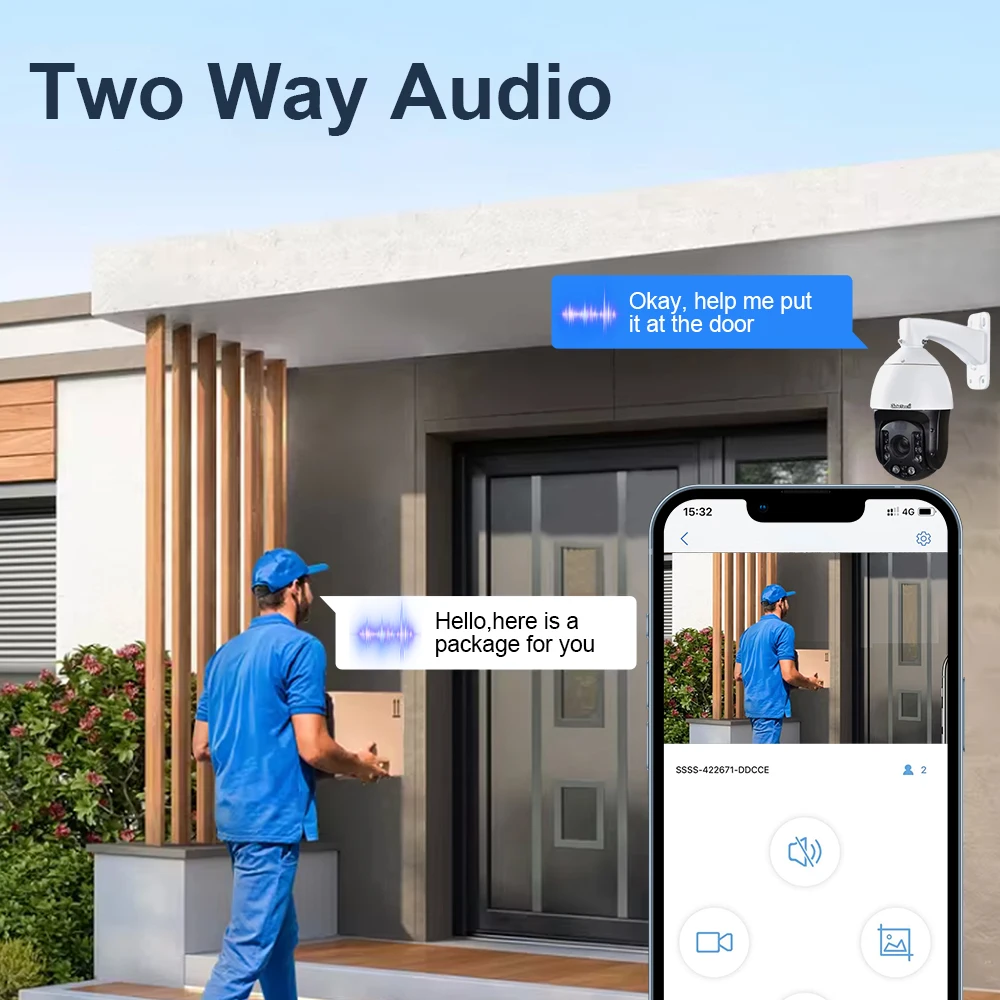 JideTech Telecamera IP PTZ ad alta velocità POE 5MP 20X Zoom Microfono incorporato Monitoraggio automatico Protezione dell'illuminazione Riconoscimento facciale