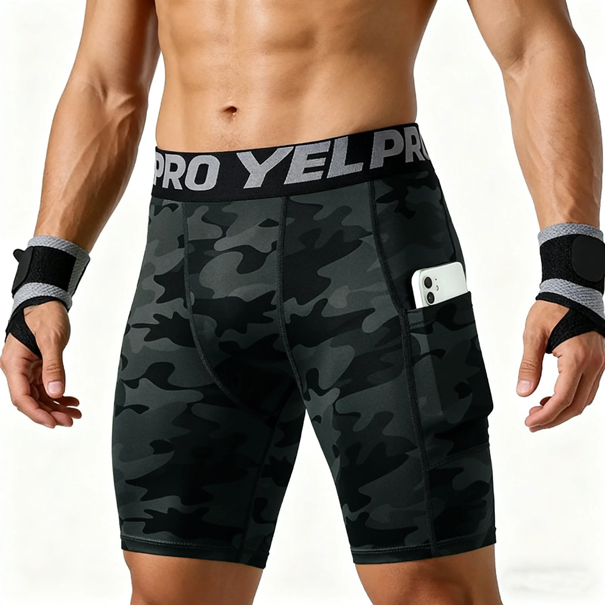 

Men's Compression Running Shorts with Pocket Quick Dry Workout Gym Shorts for Fitness & Sports