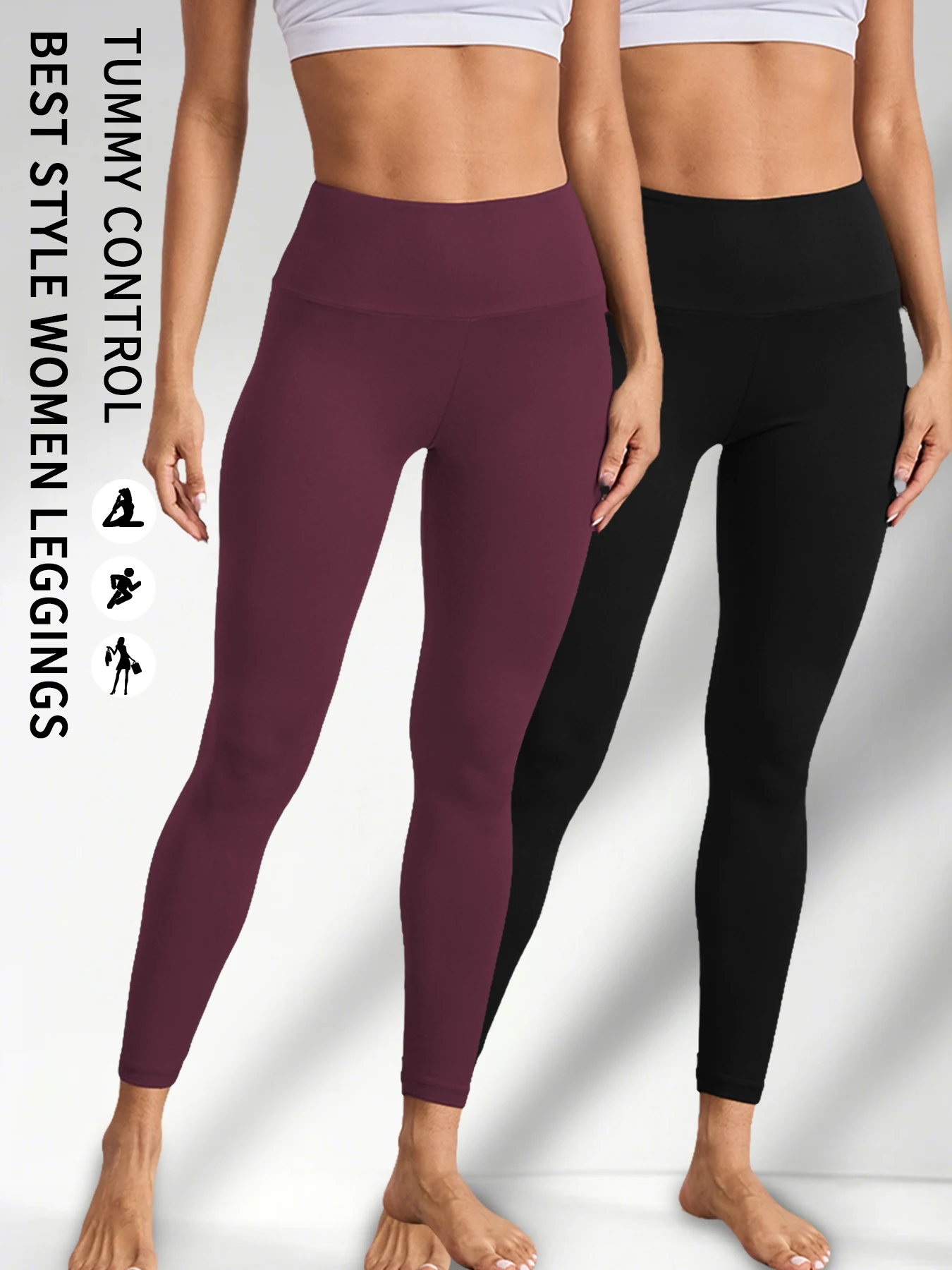 

Комплект из двух женских супермягких леггинсов больших размеров с контролем живота, идеально подходят для тренировок, бега и удобной повседневной одежды для отдыха