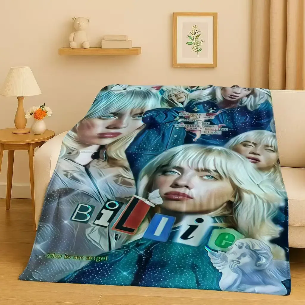 New Billie Eilish Hit Me Hard and Soft Singer Flannel Blanket,Ultra Soft Warm Plush Throw for Home Bedroom Bed Sofa Cover Kids