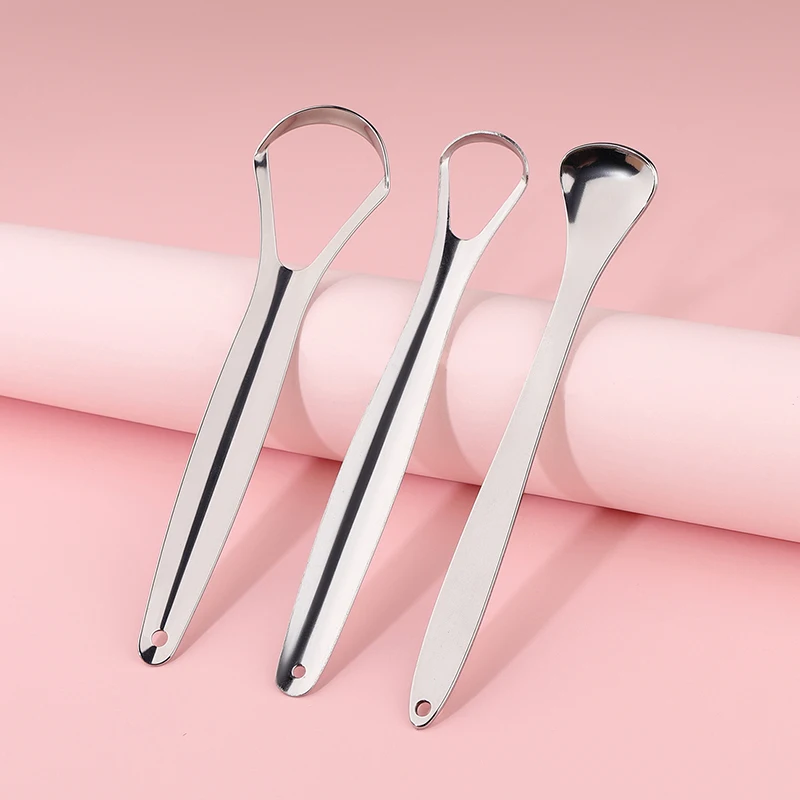 Raspador de lengua de acero inoxidable para adultos, limpiador de lengua, elimina el mal aliento, cepillo raspador de lengua de Metal, herramienta Dental