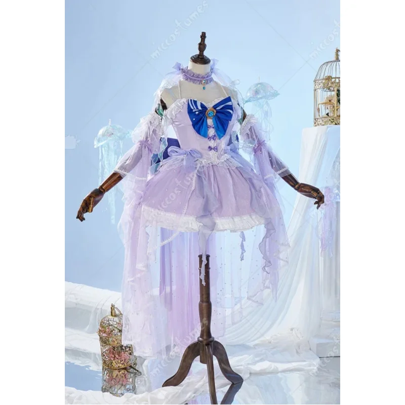 تنورة علوية مشد على طراز Kokomi للسيدات من Miccostumes مع حجاب وجوارب عالية ضيقة زي تنكري