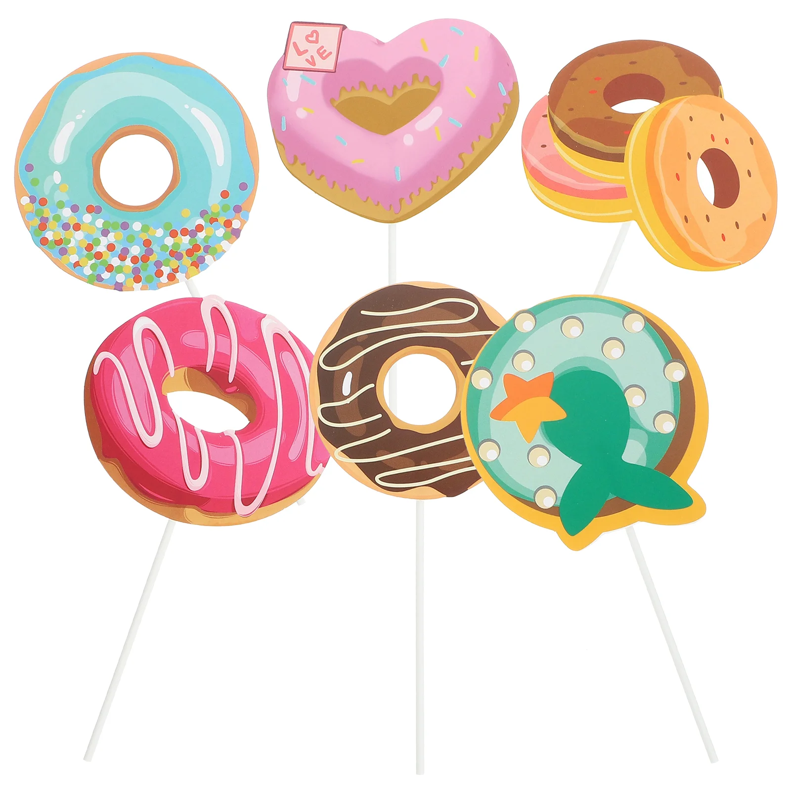 

24pcs Birthday Party Decoration Doughnut Themed Cupcake Topper Birthday Cake Decoration Birthday Party Ornament