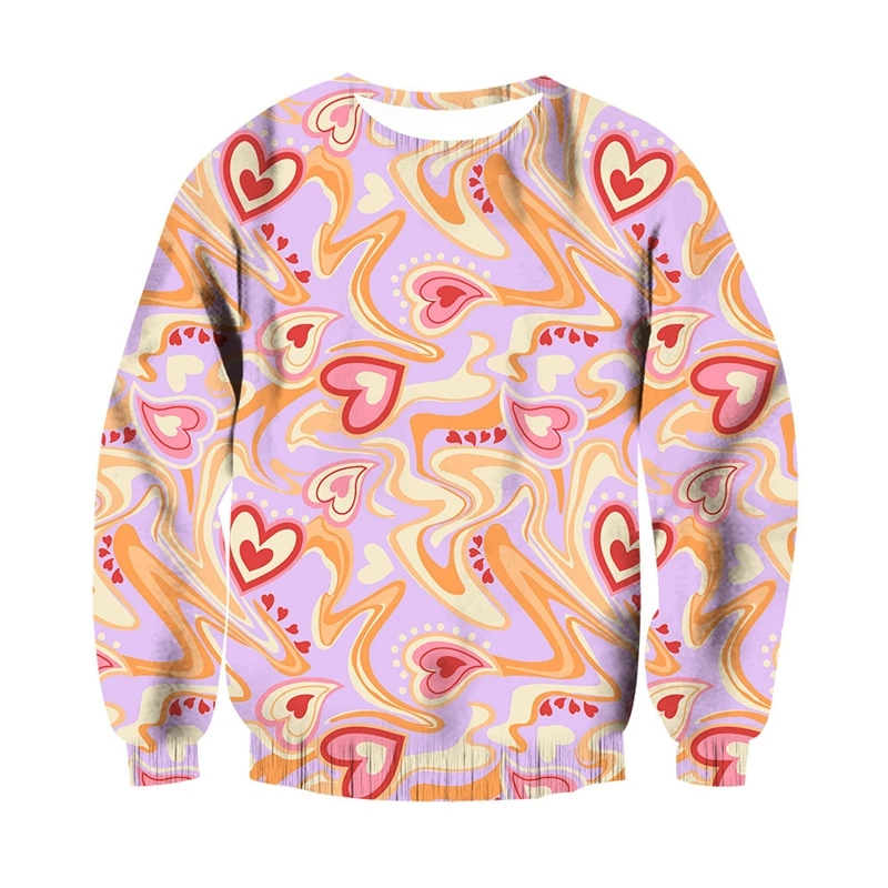 Love Pattern Printed Sweater 3D All Over Printed Men Round Neck Casual Sweatshirt Long Sleeve Shirts Coat Unisex Streetwear Tops