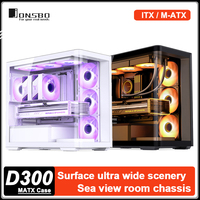 JONSBO D300 MATX Case Curved Tempering Glass Sea View Room Desktop PC Game Chassis For 360 Water Cooler Type-c interface