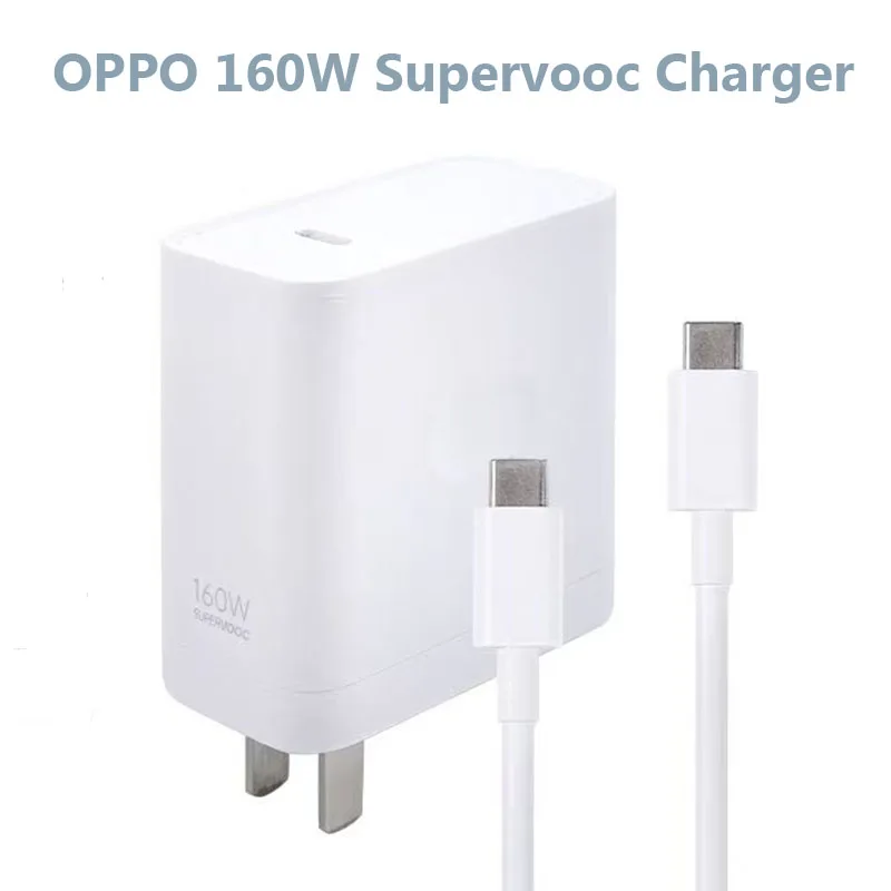 OPPO Find X8 X7 X6 Pro Reno 13 12 11 10 Pro+ K9 K10 Charger 160W EU US SuperVooc Fast Charging Power Adapter 12A Type C Pd Cable