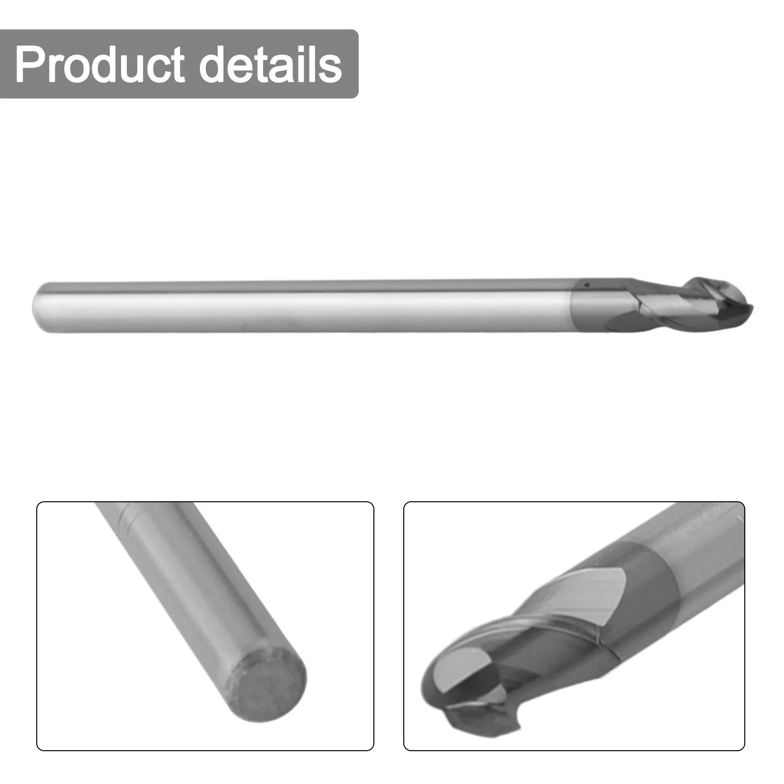 Fresa esférica de carboneto HRC50, 2 flautas, boa resistência, haste extra longa, adequada para superalistas e fresagem CNC