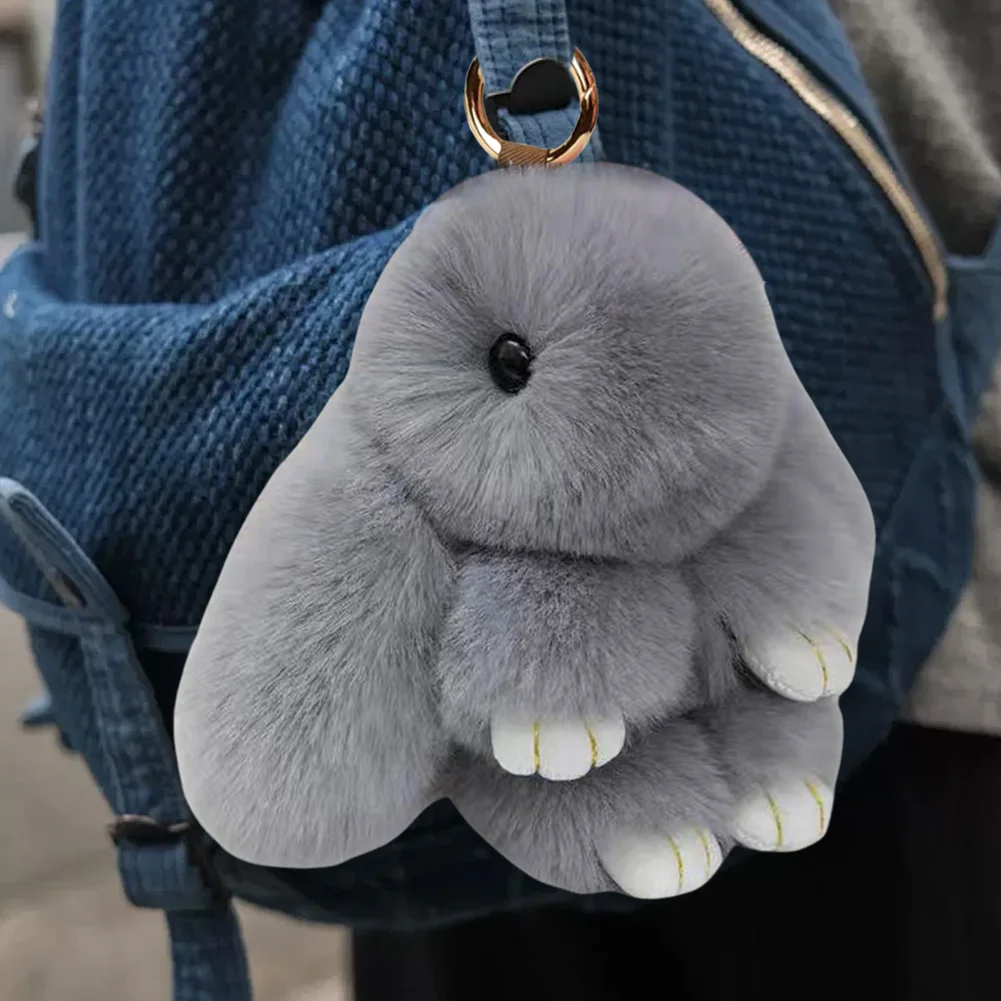 Plush Rabbit Keychain Cute Bunny Keychain Soft Cartoon Rabbit Pendant Decorative Fluffy Rabbit Keyring for Handbag Backpack