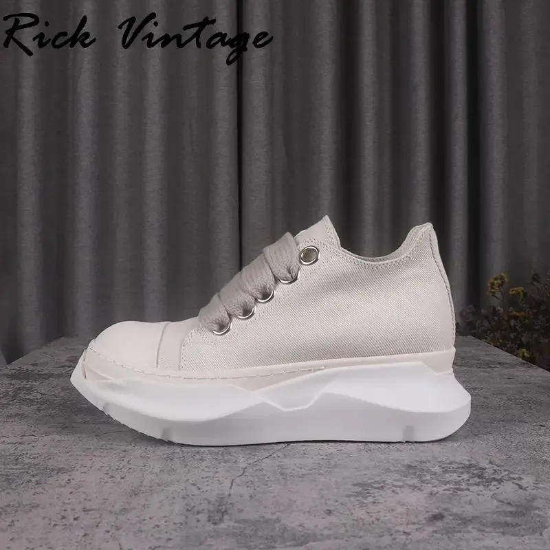 Rick Vintage Canvas Shoes Thick Sole Men's Sneakers Jumbo Shoeslace Male Sneakers Women's Sports Shoes Solid  Women Sneakers