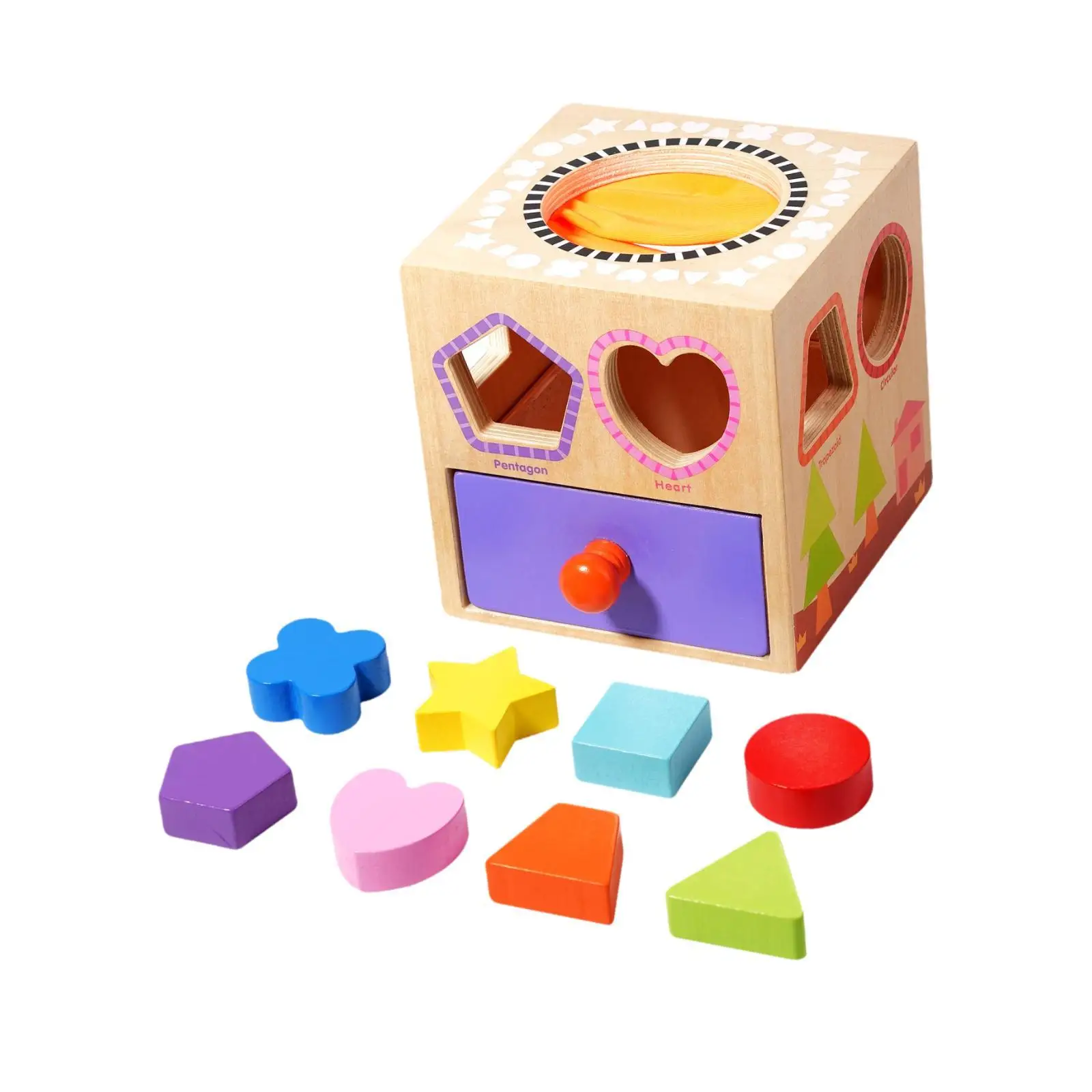 

Shape Matching Toy Shape Sorting Touch Box Baby Activity Cube for Game Imagination Sensory Exploration Coordination Birthday