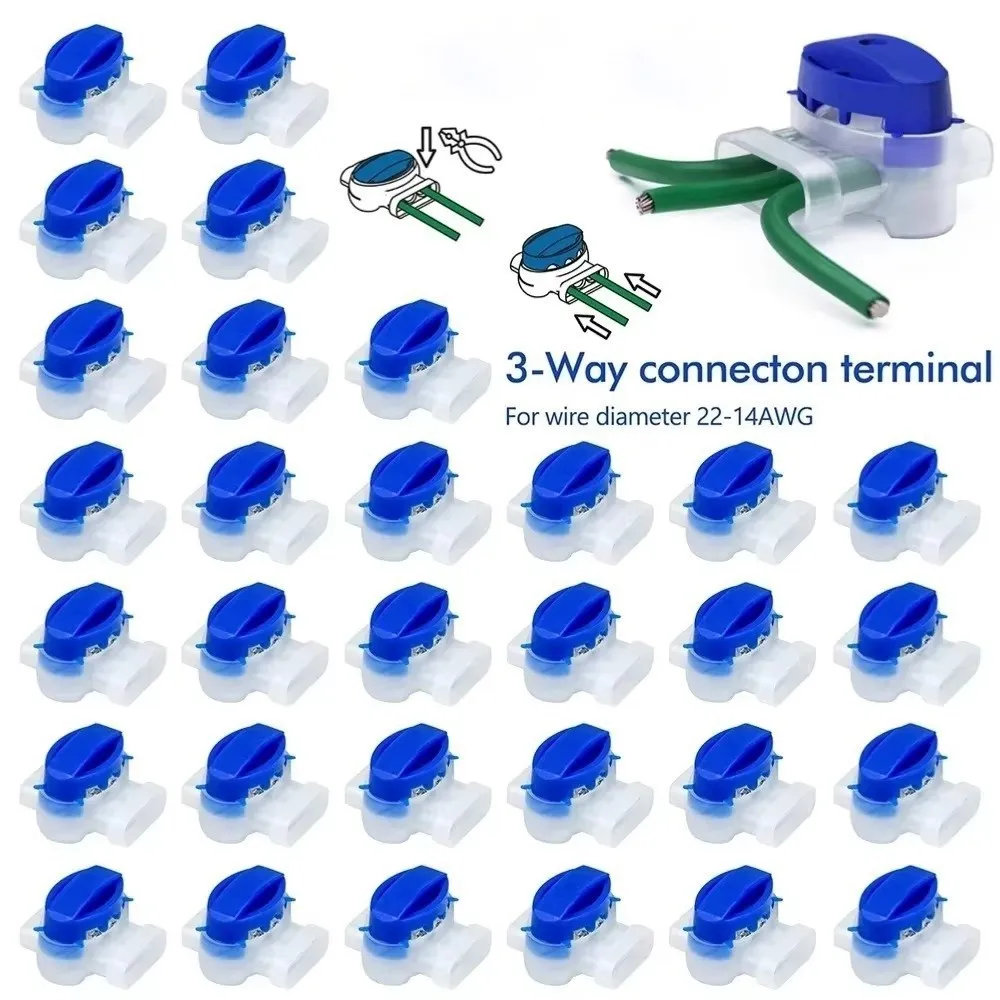10 قطعة مجموعة موصلات كابل مقاوم للماء العملي مانعة لتسرب الماء موصل محطة المشابك سلك 3 ثقوب موصلات الملحقات
