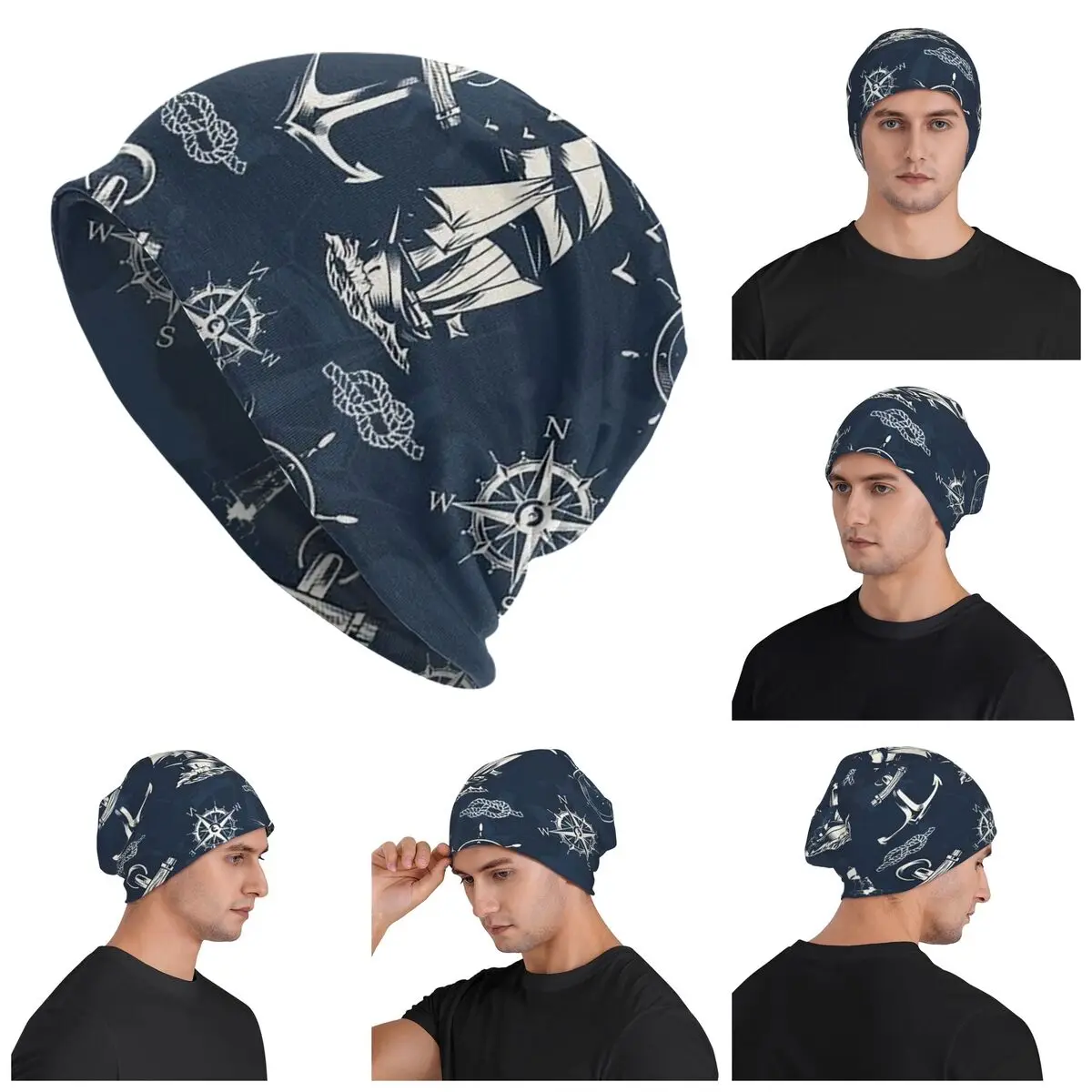 Nautical Captain Anchor Sailor Adventure  Men Women Adult Beanies Caps Knitted Bonnet Hat Warm  Autumn Winter  Skullies Hats