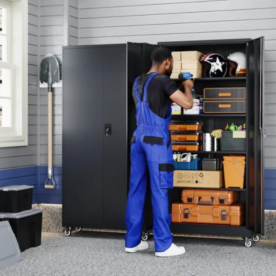 Metal Garage Storage Cabinet with Locking Doors and Adjustable Shelves, - 75
