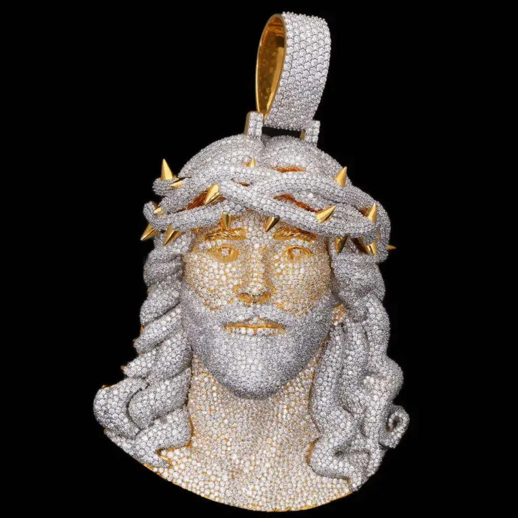 

elegant Jesus head pendant necklace with intricate street hip-hop style design, perfect for birthdays, or personal occasions