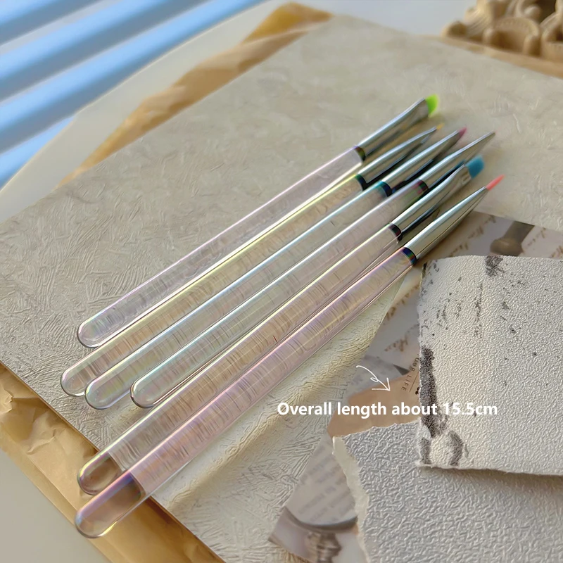 แปรงเล็บสําหรับ 3D แกะสลักเล็บ Art แปรงเล็บปากการอบหัวปากแบนกลีบพิเศษภาพวาดปากกาเล็บเครื่องมือ