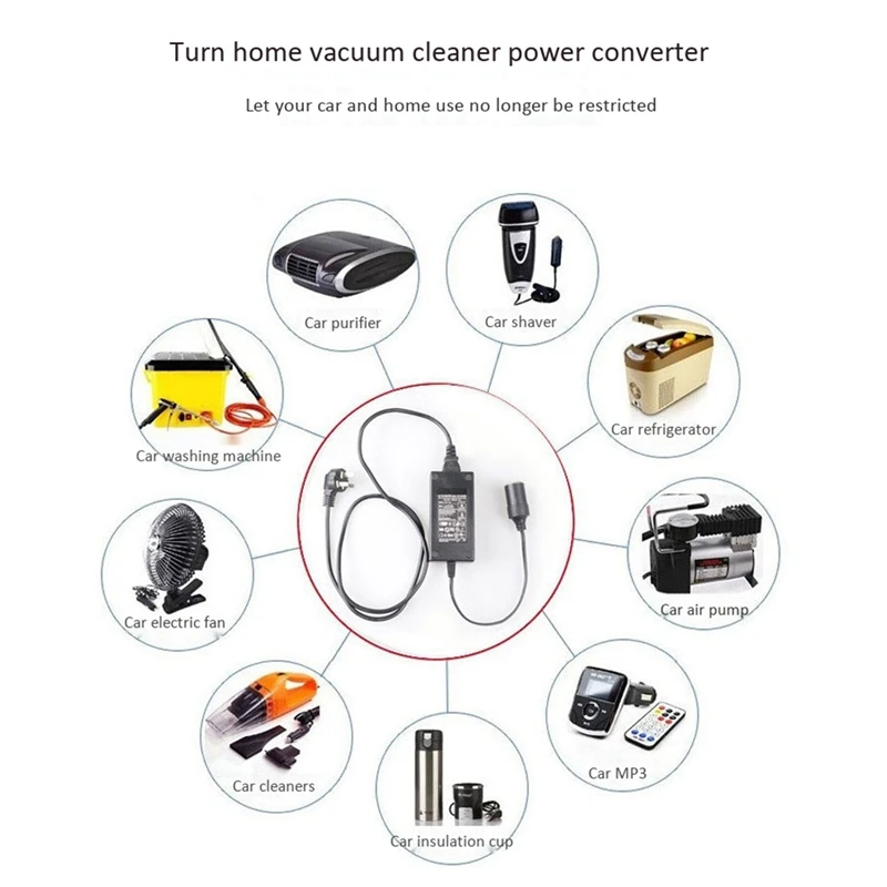 220V To 12V Power Converter 60W Household Socket Car Vacuum Cleaner Adapter Multifunction Converter Adapter