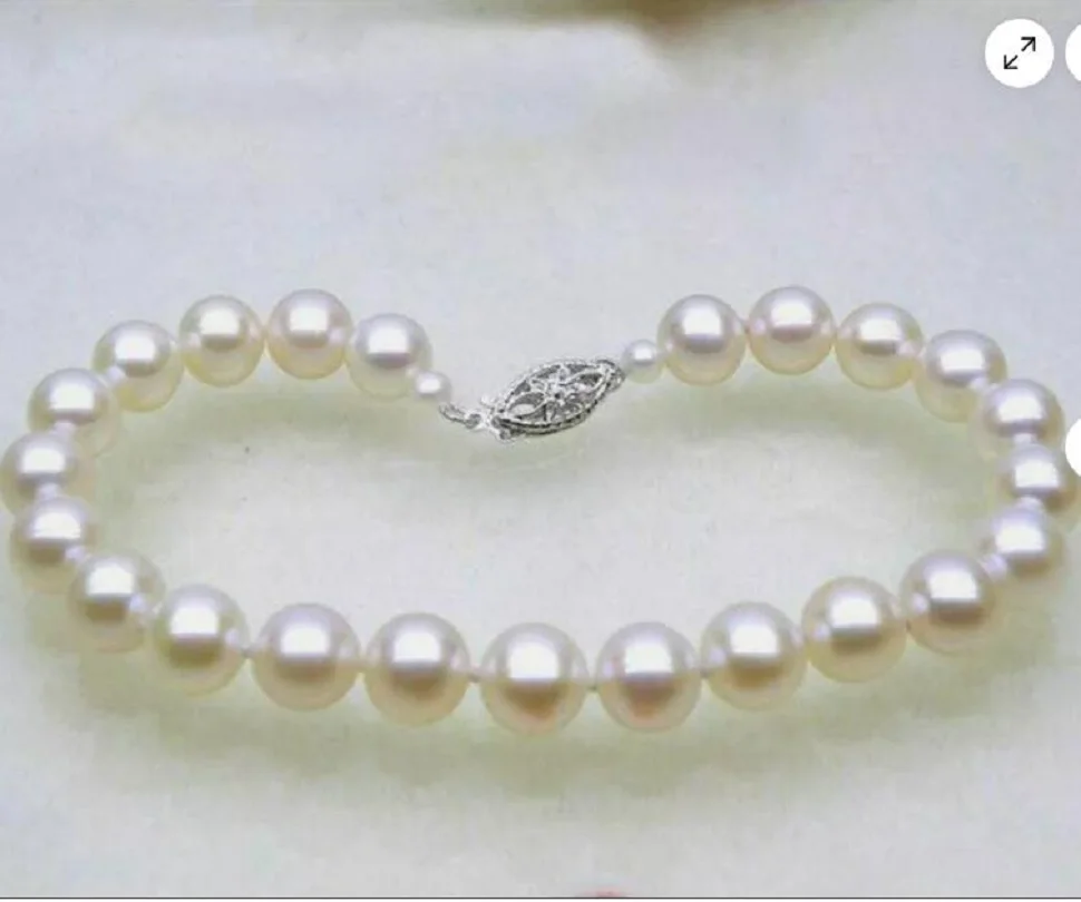 Fine Jewelry   7.5-8 inch Gorgeous AAA+7-8mm Natural Akoya White Pearl Bracelet