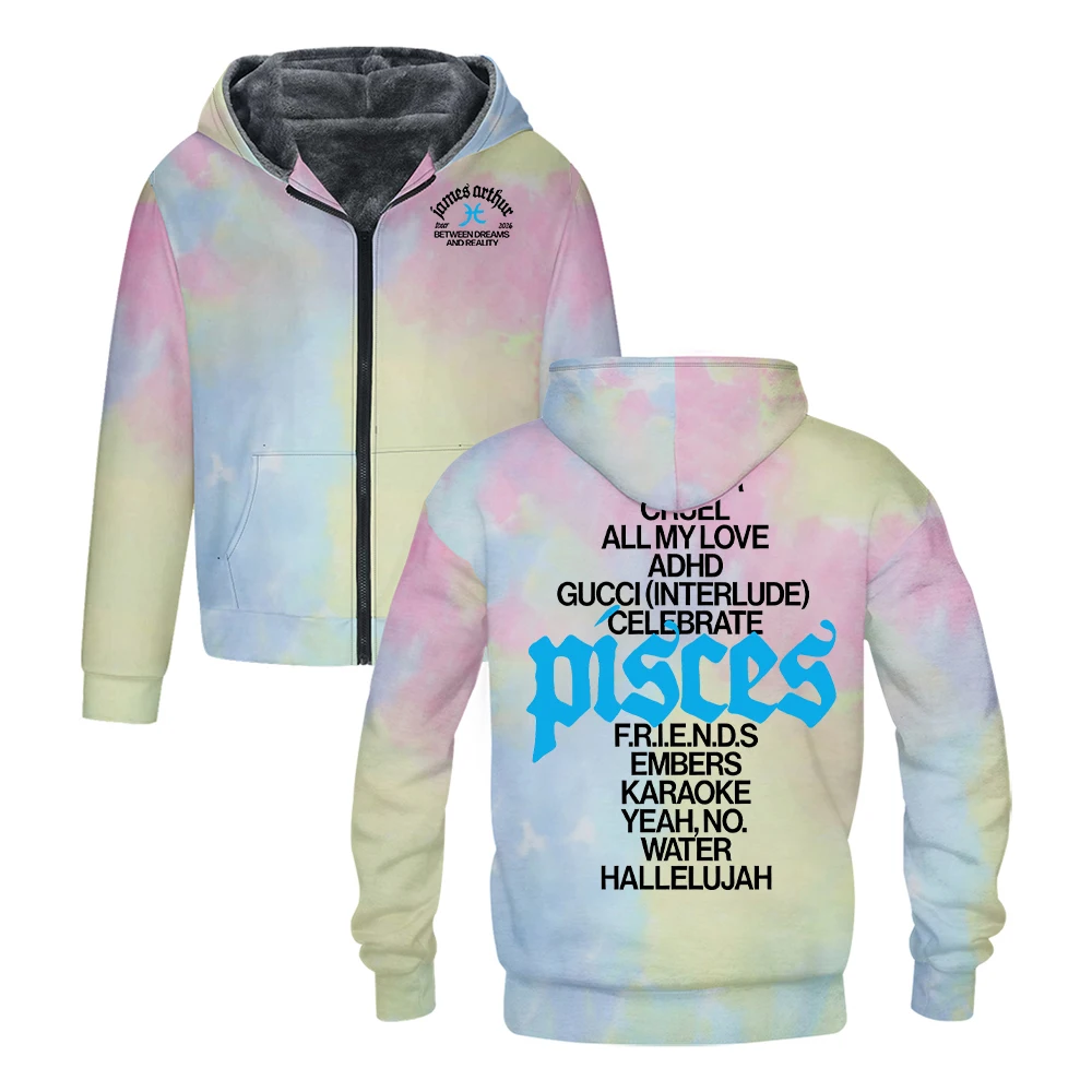 James Arthur Pisces Tracklist Hooded Jacket Parkas 2026 World Tour Long Sleeve Outerwear Coat Women Men Zip Up Hoodie