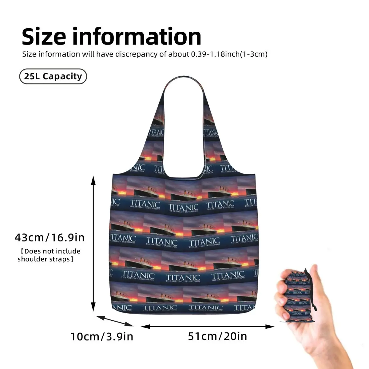 Titanic Romantic Movie Shopping Tote Bag Canvas Large Capacity Shoulder Bags Shopper Grocery Handbag for Women