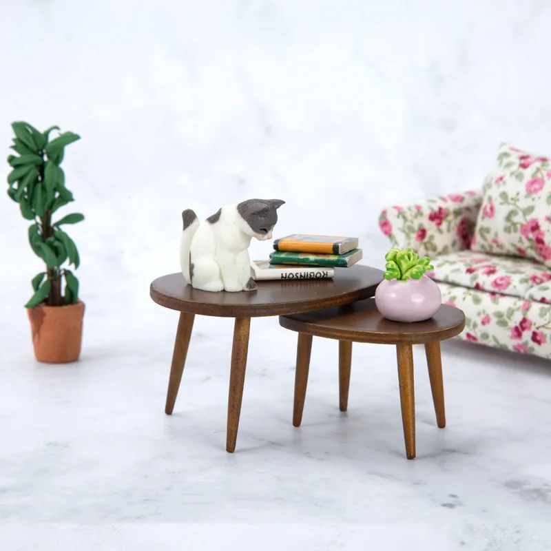 1:12 scale mini furniture model ob11 triangular coffee table, computer desk and tea table miniature scene