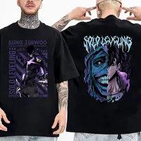 High Quality Soft Tshirt Japanese Anime Solo Leveling T Shirtwomen Sung Jinwoo Cartoon Graphic Tees Harajuku Short Sleeve