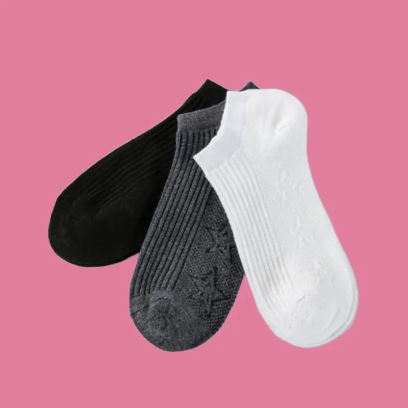 

5/10 Pairs Four Seasons Men's Boat Socks Breathable Sweat-Absorbent Shallow Mouth Ankle Socks Striped Simple Casual Socks