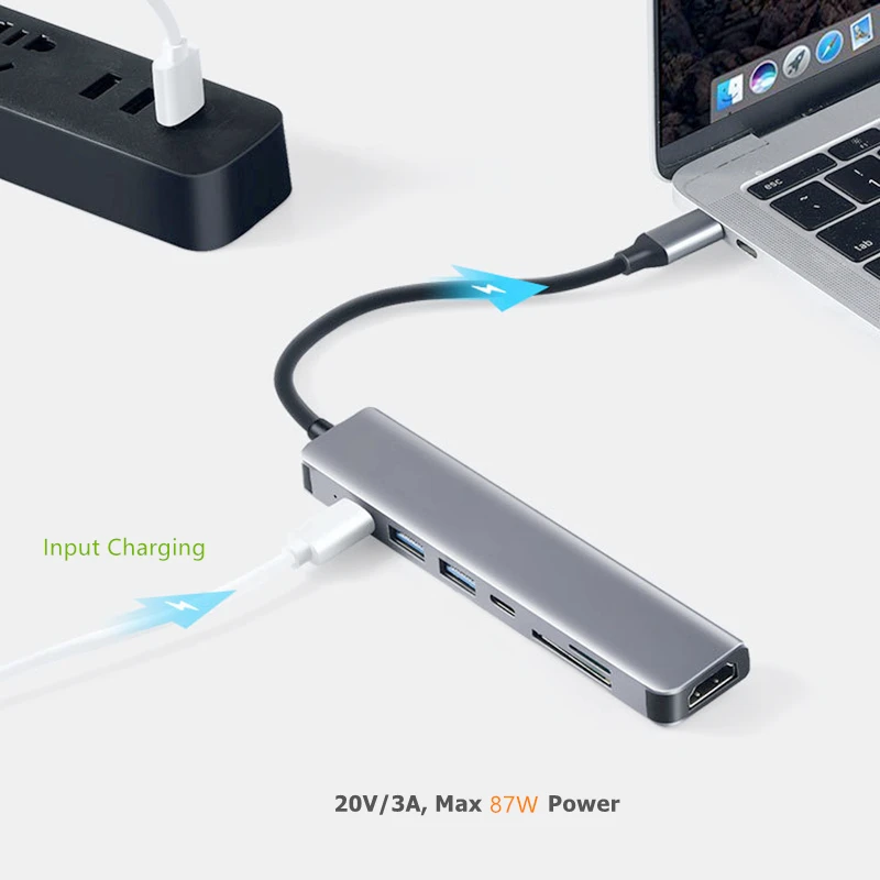 USB C Hub to 4K HDMI-Compatible SD TF Card Reader USB 3.0 2.0 Type C Charging Docking for MacBook iPad Samsung S22 Dex TV Mouse