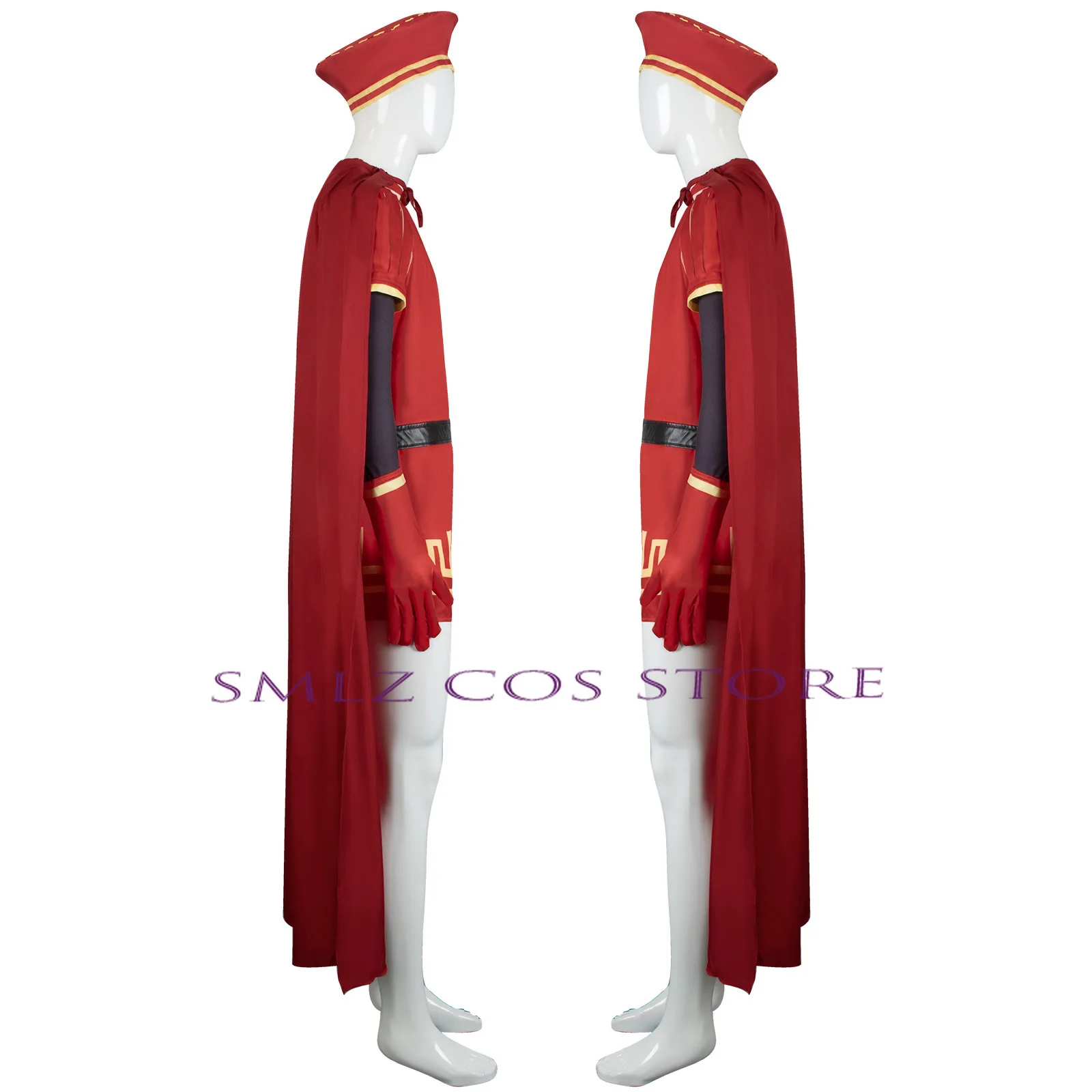 Lord Farquaad Cosplay Anime Costume uniforme mantello guanto cappello Set Cosplay medievale festa di Halloween vestito rosso per bambino donna uomo