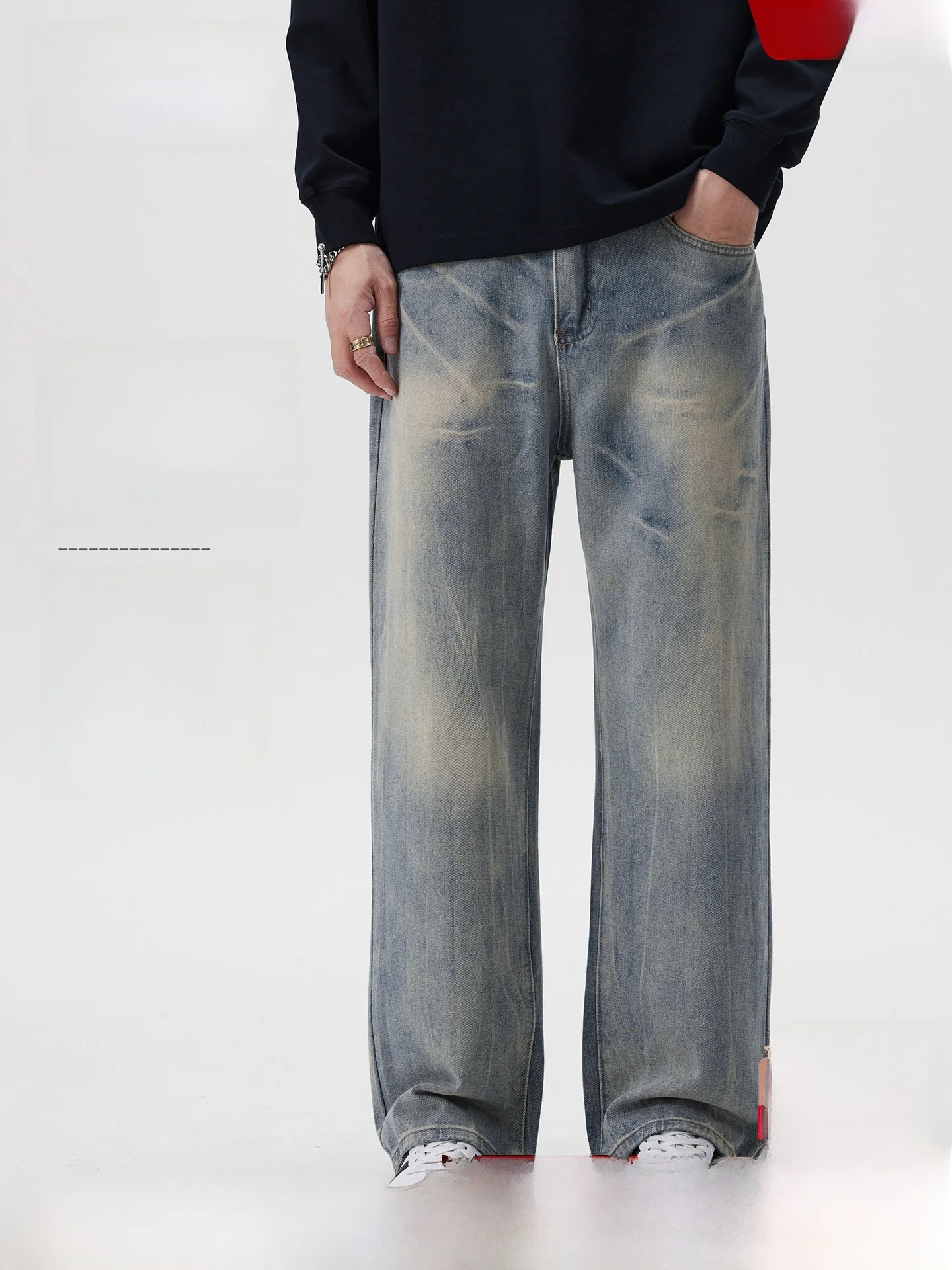 Romon Men's American Straight Loose Slimming Jeans Breathable Comfortable Fashionable Casual Long Trousers Autumn New Arrival