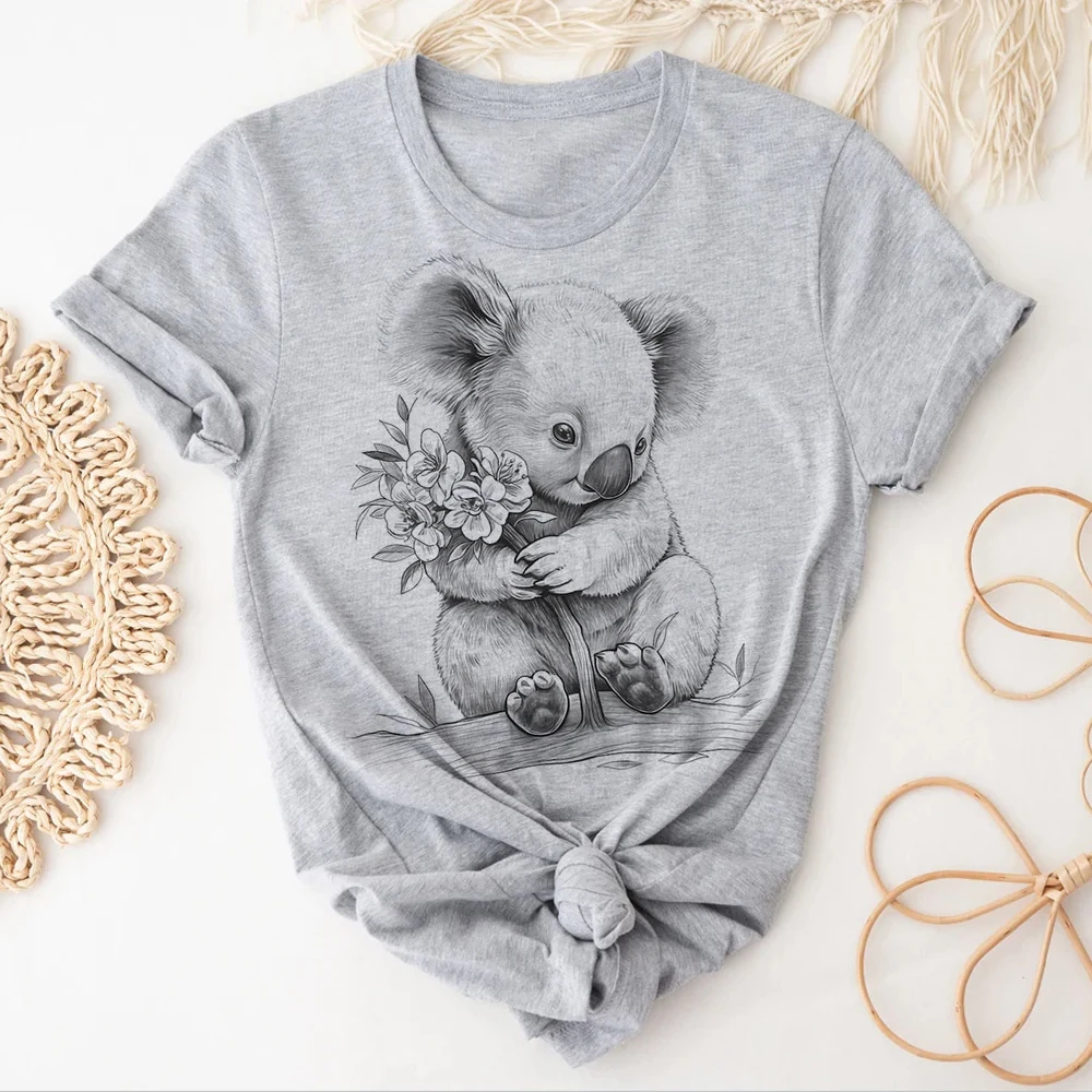 Koala tshirt women summer comic Japanese top female Japanese funny designer clothes