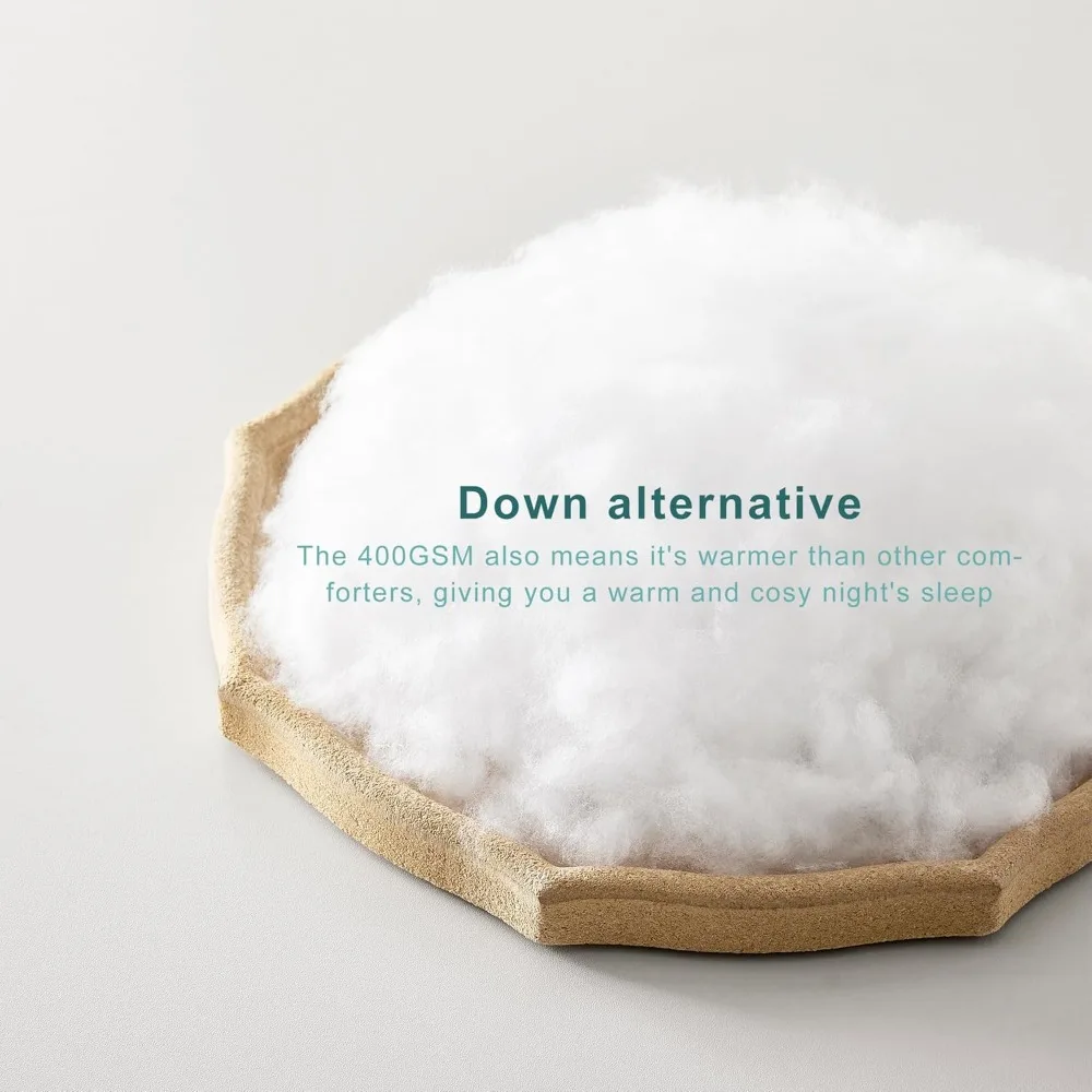 حشوة لحاف قطنية بحجم كينج، 100% قطن، بديل رقيق 400 جرام في المتر المربع، مفروشات بيضاء ناعمة قابلة للتنفس بجودة الفنادق #5