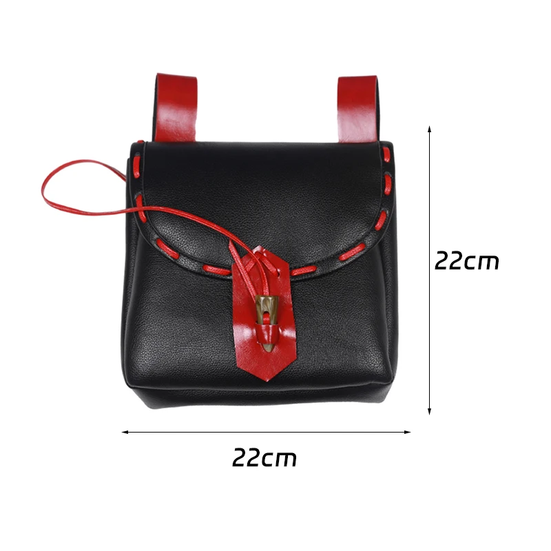 Marsupio medievale retrò marsupio in pelle Pu Solid Pouch Cosplay Performance puntelli borsa Vintage quadrata con fibbia marsupio