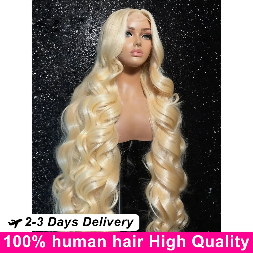 40Inch 613 Body Wave Blonde Lace Frontal 613 Blonde Human Hair Wig 13x6 99j Burgundy Lace Front Wig For Women 250% Density