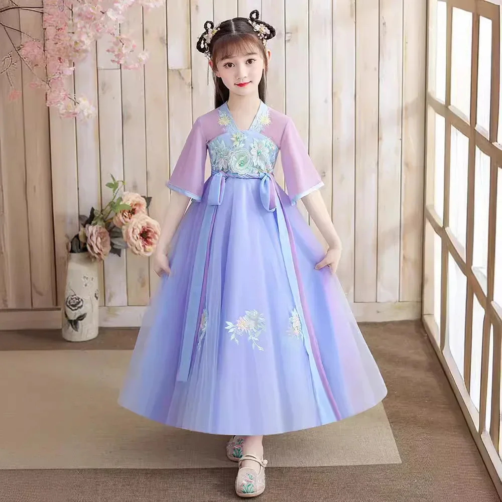 Princess Cosplay Chinese Hanfu Dresses Kids Party Vestidos Baby Long Girls Traditional Clothing Children Girl Fairy Dress Summer