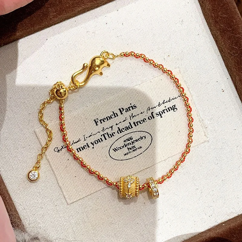 

Ювелирные изделия из красной веревки, золотой браслет с кольцом для бега со змеей и паспарту 2025, дух