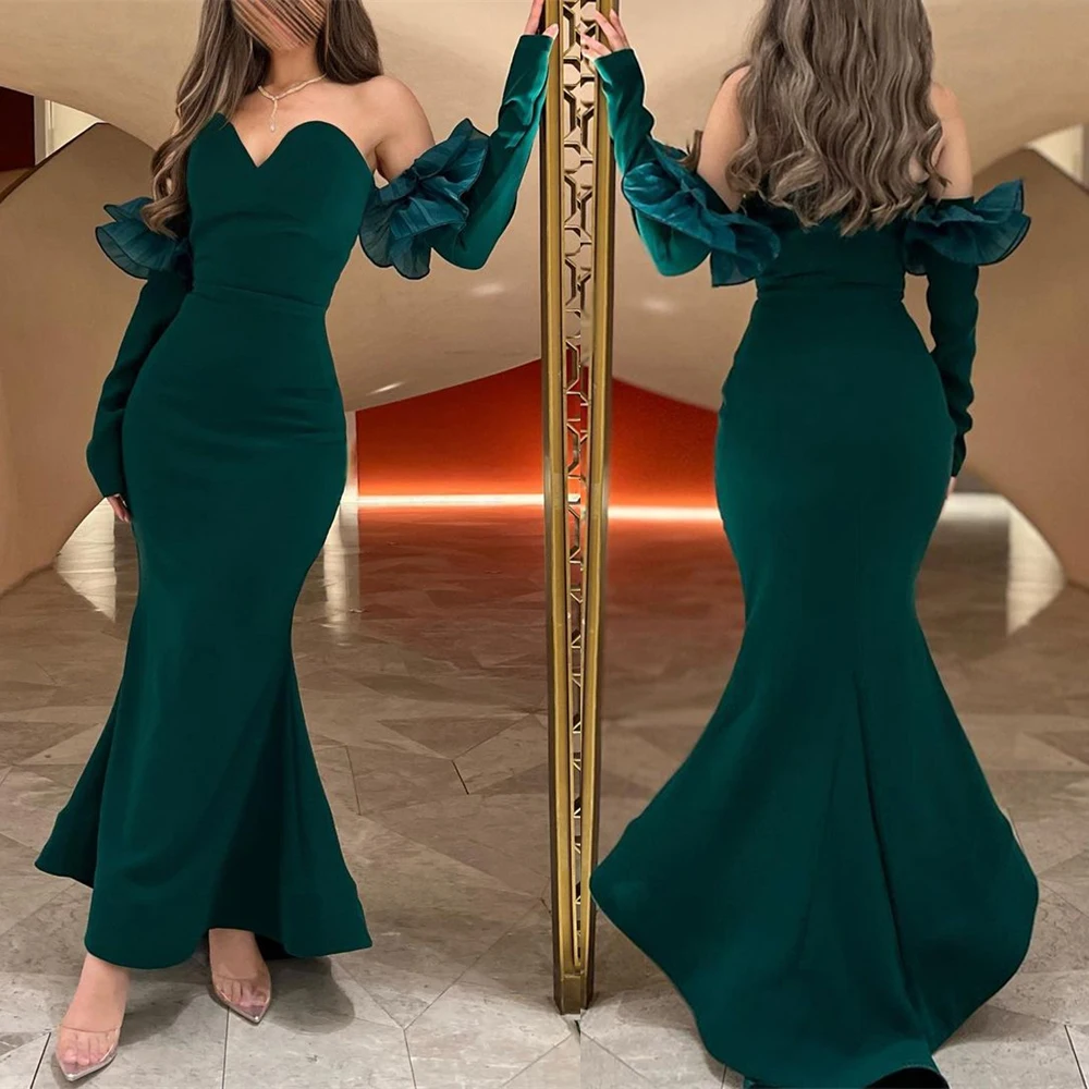 Vestido de fiesta de sirena con hombros descubiertos, traje de noche Formal de tafetán, elegante