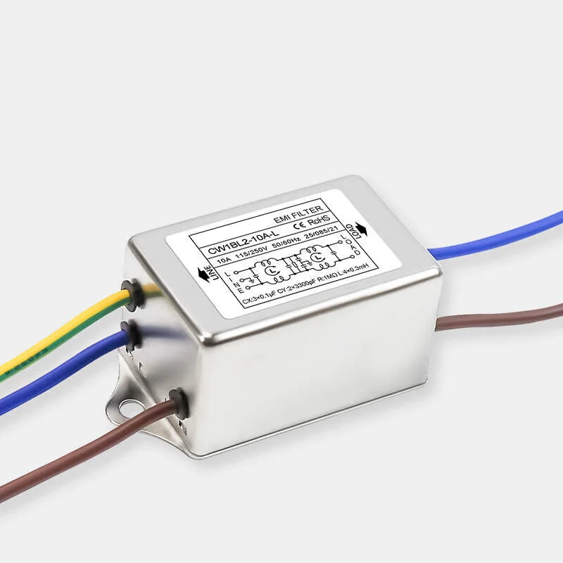 Single-phase AC EMI filter CW1BL2D-3/6/10A-L with wire power supply purification DC audio 110V anti-interference power purifier