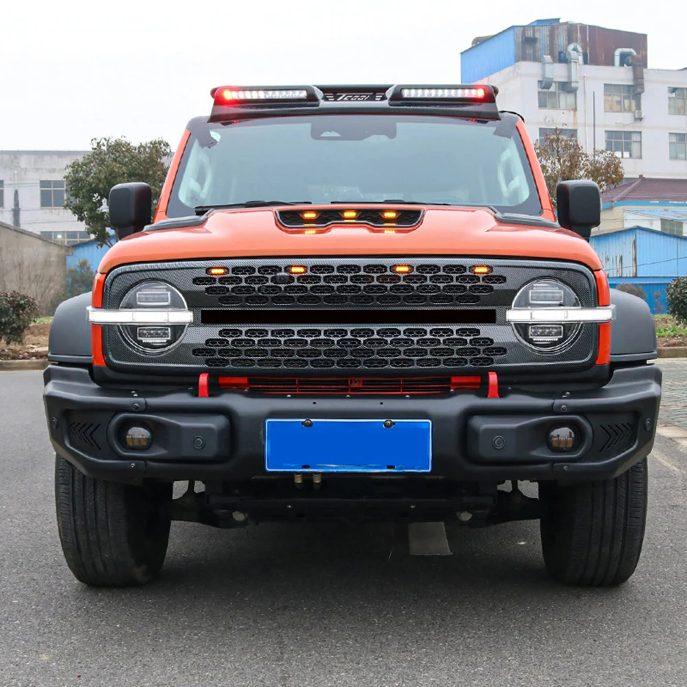 ABS Black Front Bumper Grill Car Grille Radiator Grid Off Road Grills For Great Wall Wey Tank 300 Car Exterior Accessories