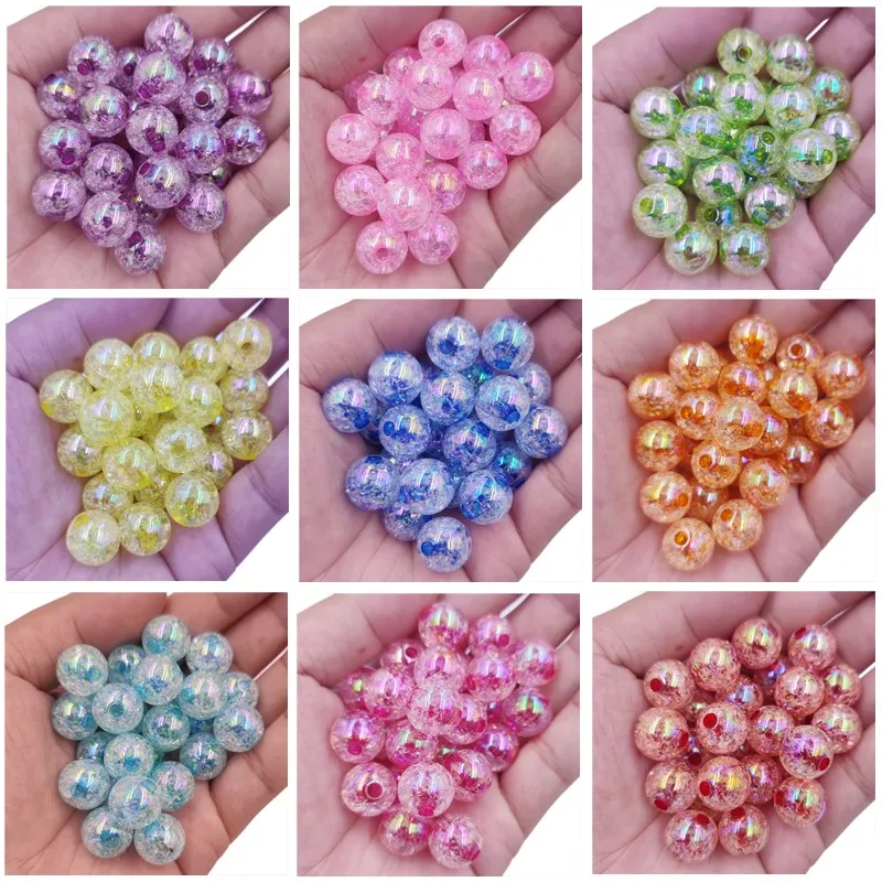 10Pcs 16mm/18mm/20mm Big Loose Round Crack Beads DIY Crafts For Jewelry Making Findings Necklace Bracelet Pendant