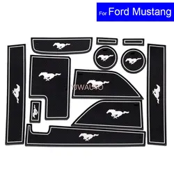 Car Non-slip Door Gate Slot Mats Carpets Position Cup Holder Pads For Ford Mustang T70 2015 2016 2017 Door Groove Mat