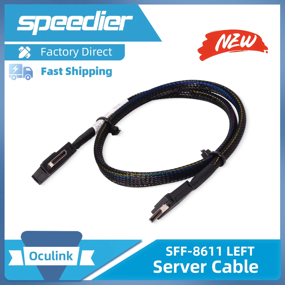 Left Angled OcuLink SFF-8611 4i To OcuLink SFF-8611 4I SSD Server Array Card Motherboard Backplane Data Active Cable 50cm