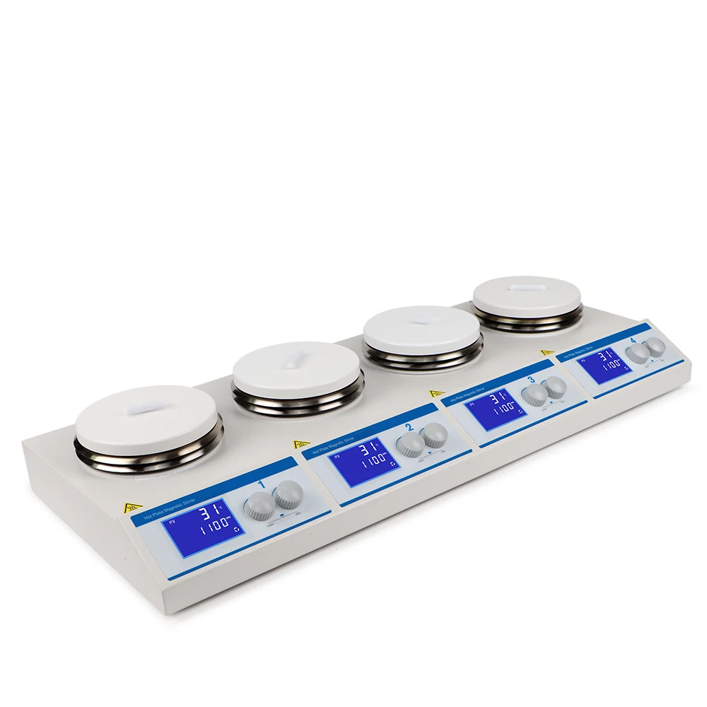 Four-position heated magnetic stirrer Digital multi-position magnetic stirrer Laboratory hot plate magnetic stirrer