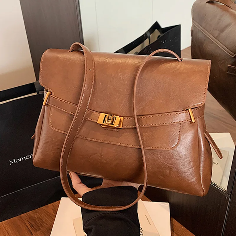 

2025 Autumn Winter Vintage Tote Bag, Luxe Shoulder Purse for Women, Spacious Commuter Crossbody, Day to Night Top Handle Bag