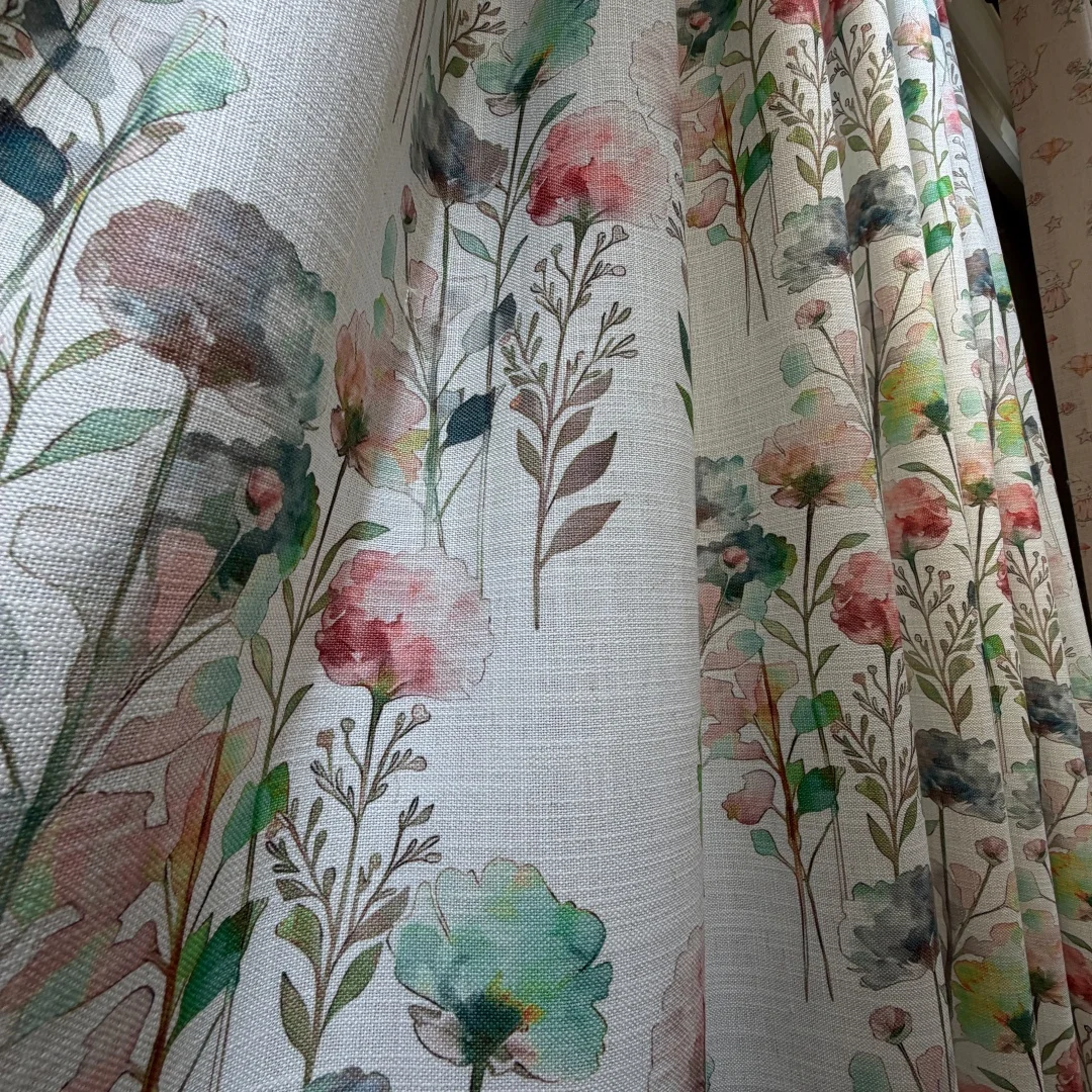 Watercolor Floral Curtains for LivingRoom,LinenTexture Vintage Wildflower Window Drapes,SoftPrinted FlowerCurtain for Bedroo