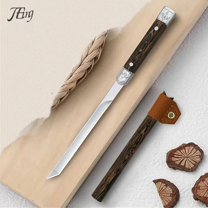 Stainless Steel Sharp Fruit Knife Fixed Blade Portable EDC Pocket Knife Multi-purpose Camping Steak Knife Cutter BBQ