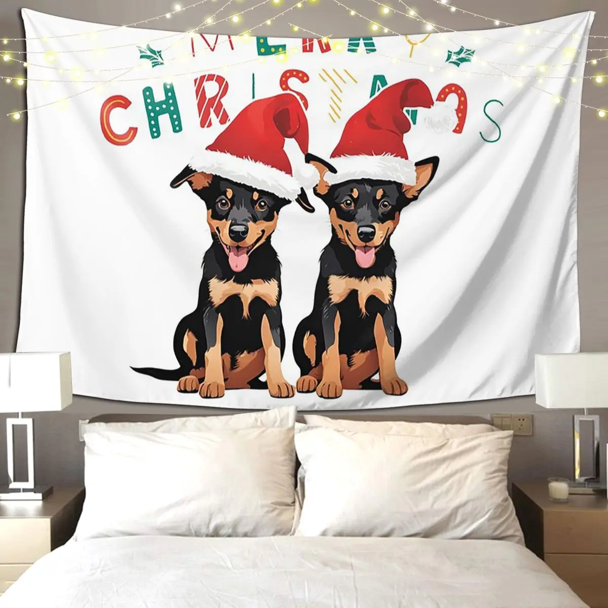 

Рождественский австралийский гобелен с собакой Кельпи, веселый рождественский гобелен в стиле хиппи, настенный эстетический домашний гобелен для гостиной, спальни